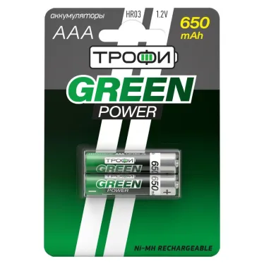 Аккумулятор HR03-2BL 650 mAh (20/240/17280) (AAA)  | Б0019499 | ТРОФИ (батарея (заряжаемый элемент питания)
