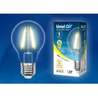                  Лампа светодиодная LED-A60-8W/WW/E27/CL GLA01TR LED. "груша" прозр серия Air. 3000K | UL-00002210 | Uniel
               