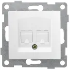                  Розетка компьютерная и телефонная RJ45, RJ12 Bravo, механизм, белый
               