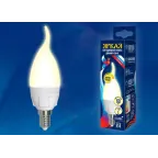 Лампа светодиодная LED-CW37 7W/3000K/E14/FR/DIM PLP01WH LED, димм.. «свеча на ветру», мат, серия Яркая, пр-во Россия, 3000К . | UL-00004299 | Uniel