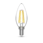 Лампа светодиодная филаментная LED 5.5 Вт 510 лм 2700К свеча теплый E14 AC 220В (промоупаковка 3 лампы) Basic Gauss