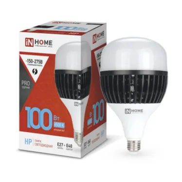 Лампа светодиодная LED-HP-PRO 100Вт 230В E27 с адаптером Е40 6500К 9500Лм IN HOME
