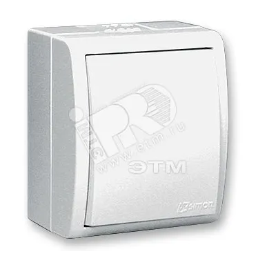 Выключатель одноклавишный, с подсветкой, IP54 10А, 250В, винтовой зажим, S15A, белый
