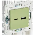 SKANDY Розетка USB A+C 18Вт SK-R13G мятный IEK