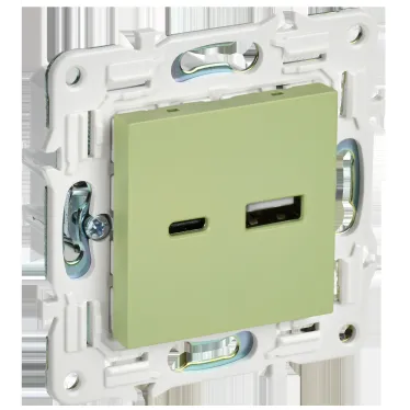 SKANDY Розетка USB A+C 18Вт SK-R13G мятный IEK
