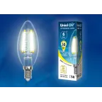                  Лампа светодиодная LED-C35-6W/WW/E14/CL GLA01TR LED. "свеча", прозр серия Air. 3000K | UL-00002196 | Uniel
               