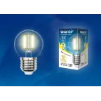 Лампа светодиодная LED-G45-7,5W/WW/E27/CL GLA01TR LED. "шар", прозр серия Air. 3000K | UL-00003252 | Uniel