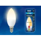Лампа светодиодная LED-C37-6W/WW/E14/FR/MB PLM11WH LED. «свеча», матовая. Серия Multibright. 3000K 100-50-10 . | UL-00002373 | Uniel