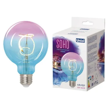 Лампа светодиодная LED-SF01-4W/SOHO/E27/CW BLUE/WINE GLS77TR LED SOHO. Синяя/винная колба. Спиральный филамент | UL-00005892 | Uniel