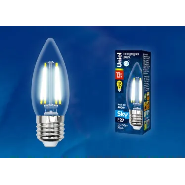 Лампа светодиодная LED-C35-13W/4000K/E27/CL PLS02WH LED. "свеча", прозр. Серия Sky. 4000К . | UL-00005902 | Uniel