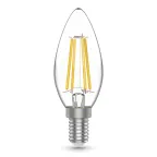 Лампа светодиодная филаментная LED 4 Вт 480 лм 3000К свеча теплый E14 AC 220В прозрачная колба Basic Gauss