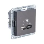                  ATLASDESIGN USB РОЗЕТКА A + тип-C 45W высокоскор.заряд. QC, PD, механизм, МОККО
               