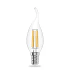 Лампа светодиодная филаментная LED 12 Вт 730 лм 2700К свеча на ветру теплый E14 AC 220В прозрачная колба Elementary Gauss