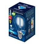                  Лампа светодиодная LED 6вт 200-250В шар прозрачное 500Лм Е14 4000К Sky филамент
               