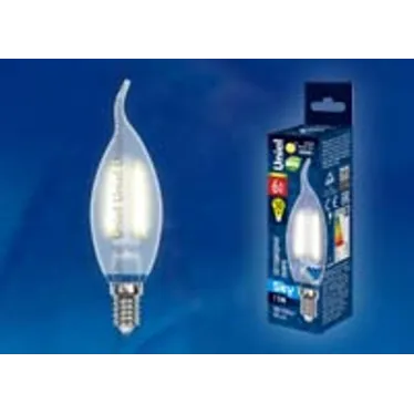 Лампа светодиодная LED-CW35-6W/WW/E14/FR PLS02WH LED. "свеча на ветру", мат.. Серия Sky. 3000К . | UL-00000306 | Uniel