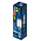                  Лампа светодиодная LED 6вт 200-250В свеча на ветру прозрачное 500Лм Е14 4000К Sky филамент
               
