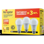 Лампа светодиодная 13вт NLL-A60-13-230-2.7K-E27-PACK3 (упаковка 3шт)