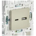 SKANDY Розетка USB A+C 18Вт SK-R13B бежевый IEK