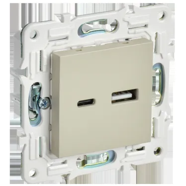 SKANDY Розетка USB A+C 18Вт SK-R13B бежевый IEK