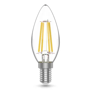 Лампа светодиодная филаментная LED 5 Вт 600 лм 4000К свеча нейтральный E14 AC 220В прозрачная колба Basic Gauss