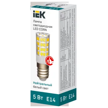 Лампа светодиодная CORN капсула 5Вт 230В 4000К керамика E14 IEK