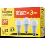 Лампа светодиодная 15вт NLL-A60-15-230-2.7K-E27-PACK3 (упаковка 3шт)