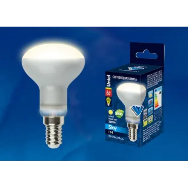 Лампа светодиодная LED-R50-6W/WW/E14/FR PLS02WH LED. «Рефлектор», матовая 3000К Серия Sky | UL-00001491 | Uniel