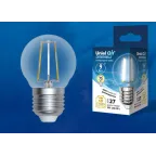 Лампа светодиодная LED-G45-9W/4000K/E27/CL/DIM GLA01TR LED диммируемая. "шар", прозр серия Air. 4000K | UL-00005194 | Uniel