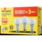 Лампа светодиодная 15вт NLL-A60-15-230-4K-E27-PACK3 (упаковка 3шт)