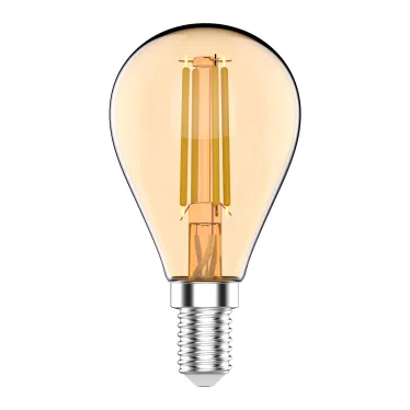 Лампа светодиодная филаментная LED 3.8 Вт 350 лм 2400К шар P45 теплый E14 AC 220В золотистая колба Basic Gauss