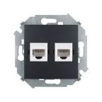                  15 Розетка компьютерная двойная RJ45 кат.5е графит
               