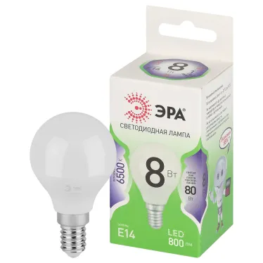 Лампа светодиодная LED 8Вт 800Лм 6500К шар холодный свет P45-8W-865-E14 GREEN LINE