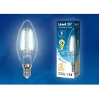                  Лампа светодиодная LED-C35-6W/NW/E14/CL GLA01TR LED. "свеча", прозр серия Air. 4000K | UL-00002198 | Uniel
               