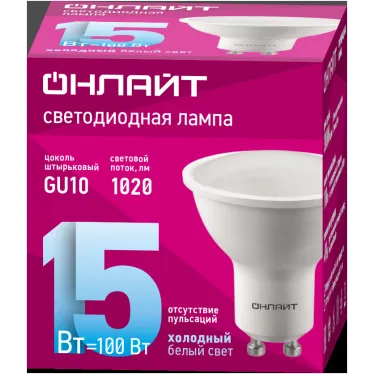 Лампа светодиодная 15вт OLL-PAR16-15-230-6.5K-GU10 ОНЛАЙТ