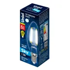 Лампа светодиодная LED 6вт 200-250В свеча прозрачное 500Лм Е14 4000К Sky филамент