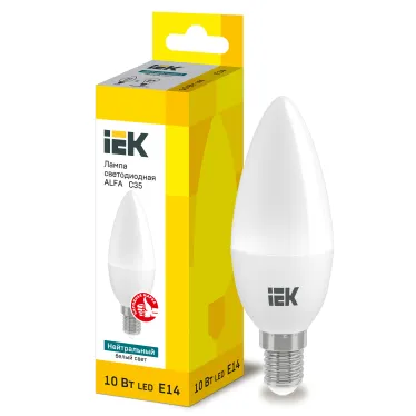 Лампа LED ALFA C35 свеча 10Вт 230В 4000К E14 IEK