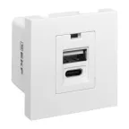                  Розетка USB A+C, 2.1А, 2 гнезда, без индикатора, белая EKF
               