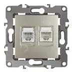 Розетка комбинированная RJ45+RJ11, Эра12, шампань, 12-3109-04