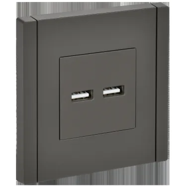 FORTE@PIANO Розетка USB A+A 3,1А FP349 серый IEK