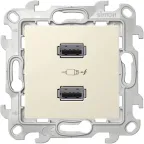                  Зарядное устройство розетка 2хUSB, слоновая кость
               