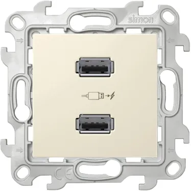 Зарядное устройство розетка 2хUSB, слоновая кость