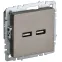 BRITE Розетка USB A+A 5В 3,1А РЮ10-1-БрШ шампань