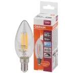 Лампа светодиодная LED 5Вт E14 CLB60D белый, Filament диммируемая,прозр.свеча OSRAM