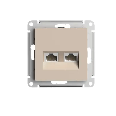 ATLASDESIGN РОЗЕТКА двойная компьютерная RJ45+RJ45, кат.5E, механизм, ПЕСОЧНЫЙ