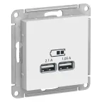                  Розетка ATLASDESIGN USB 5В 1 порт x 2,1 А 2 порта х 1,05 А механизм белый
               