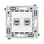 Avanti Компьютерная розетка RJ-45 без шторки в стену, кат.5е двойная,экранированная Белое облако