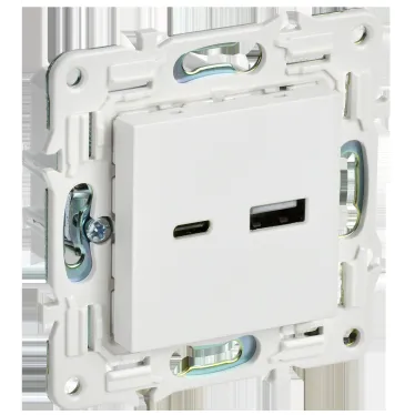 SKANDY Розетка USB A+C 18Вт SK-R13W арктический белый IEK