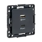                  Стокгольм Механизм Розетки с 2USB type-A + type-C черный
               