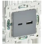 SKANDY Розетка USB A+C 18Вт SK-R13Gr серый IEK