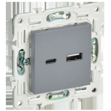 SKANDY Розетка USB A+C 18Вт SK-R13Gr серый IEK